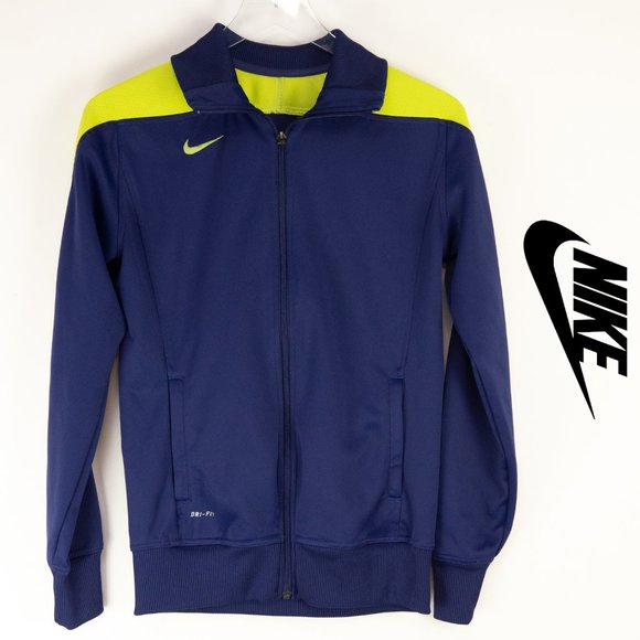 Nike Dri-Fit Zip Front Jacket Blue Yellow Medium